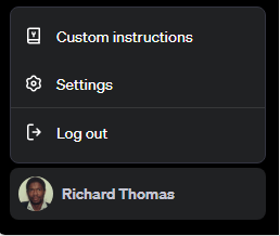 ChatGPT Settings Box